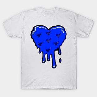 Dark Blue Melting Acid Heart T-Shirt